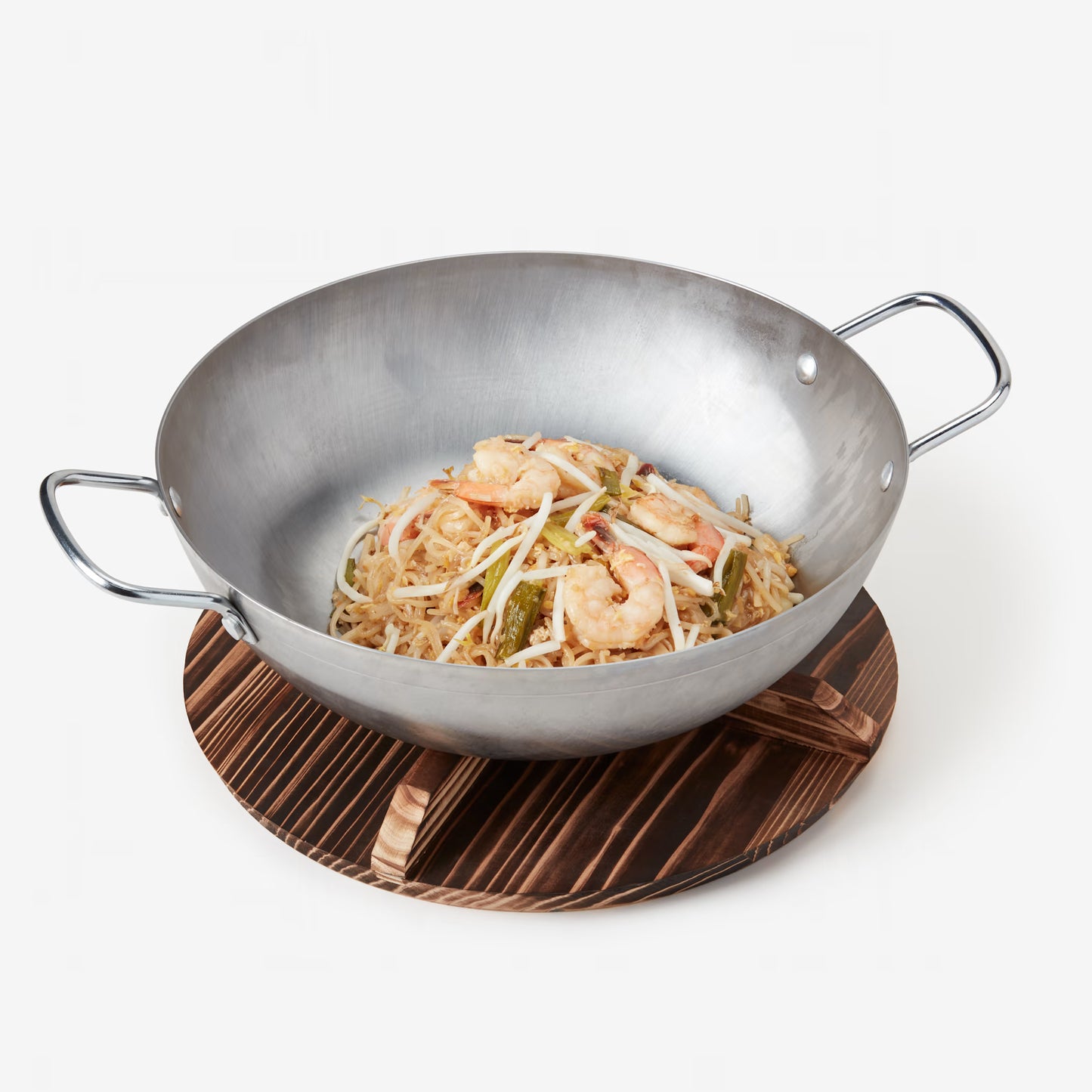 Carbon Steel Wok with Convertible Wood Trivet Lid