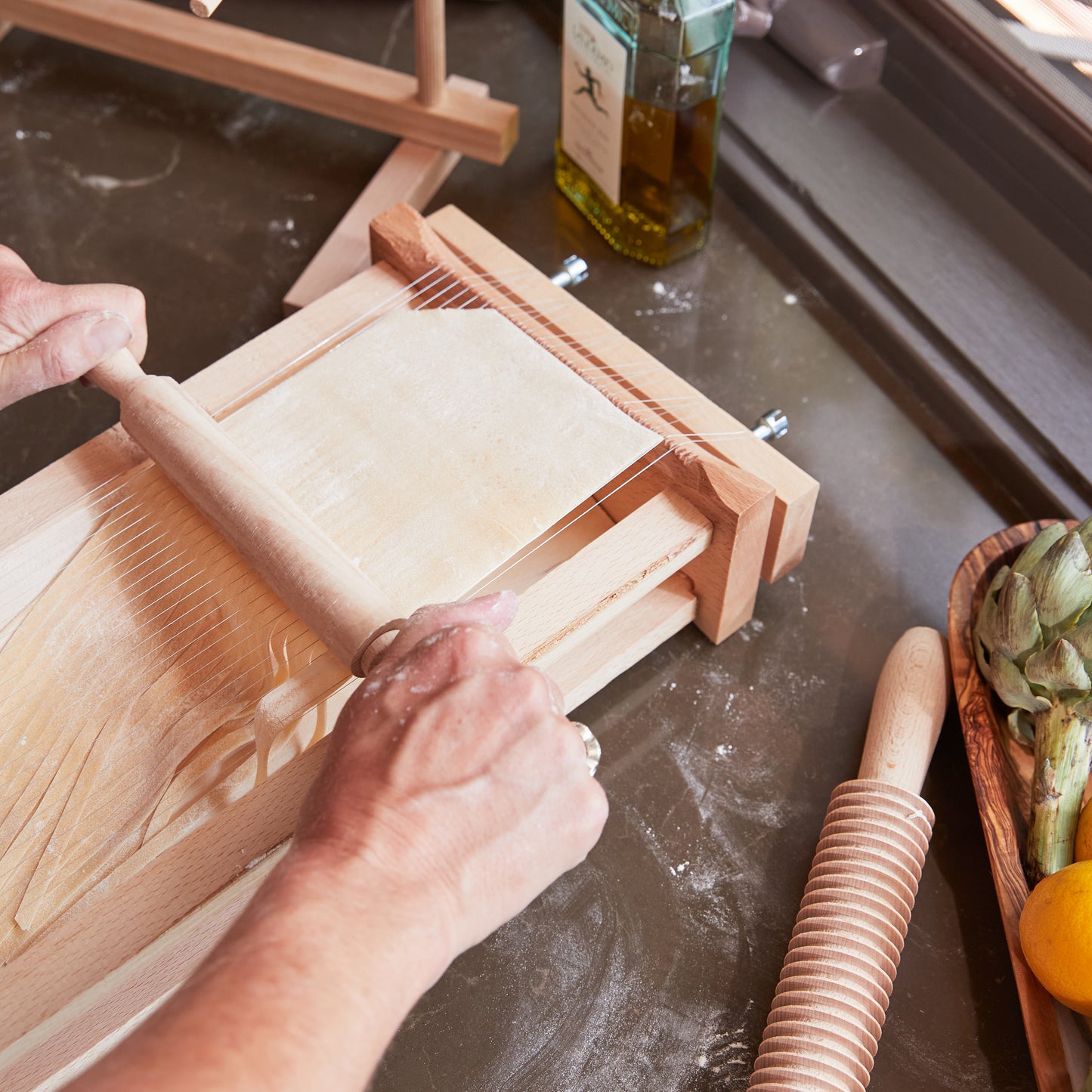 Italian Pasta Chitarra with Rolling Pin