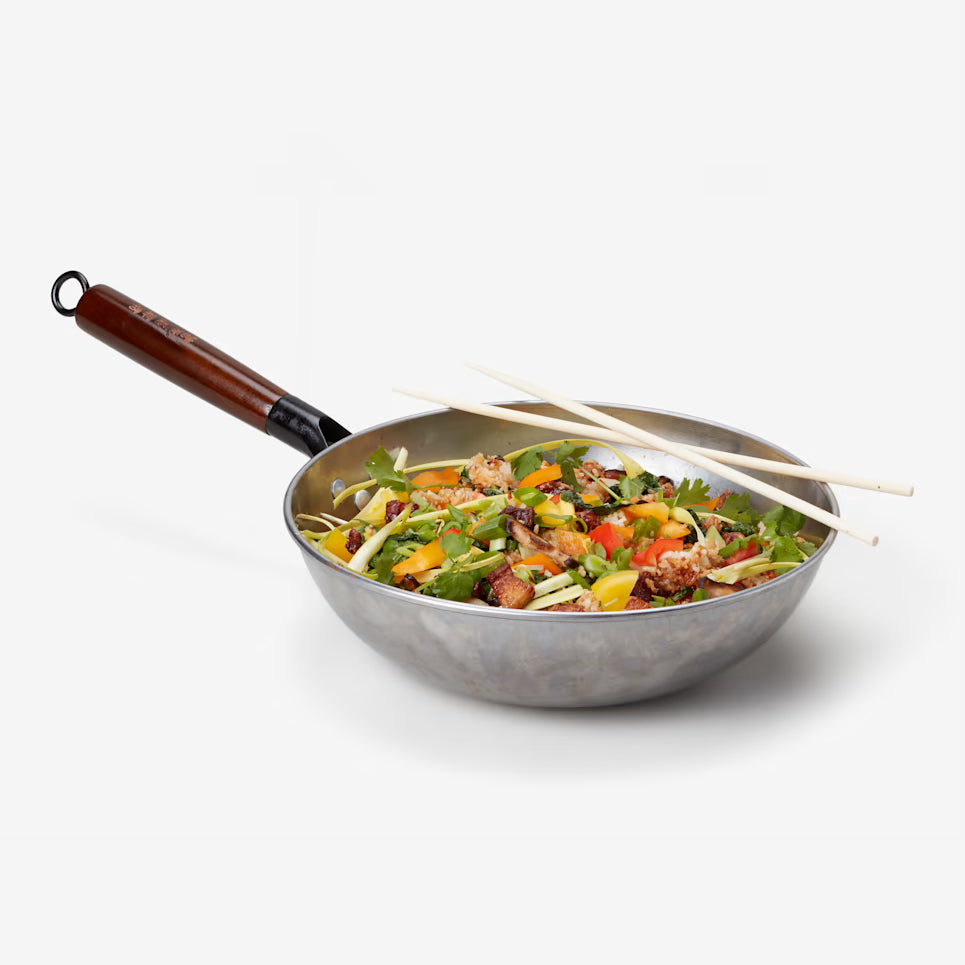 Carbon Steel Stir Fry Pan With Detachable Wood Handle