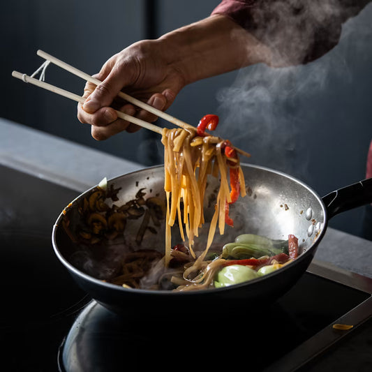 Carbon Steel Stir Fry Pan With Detachable Wood Handle